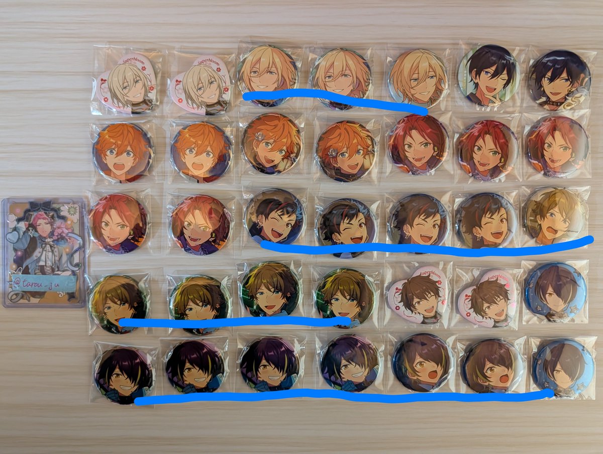tarou_ju's tweet photo. あんスタ 缶バッジ 【交換 譲渡】

譲▶︎画像1~9参照

求▶宗,レオ,零>舞珠,ニキ,みか
or 指定額+送料
(缶バッジなんでも検討します)

・☆5,画像2枚目,赤線は定価、その他は220
・赤線は零,レオとの交換優先>>又は青線から同数含むお取引のみ
・☆5(1)⇔☆4(2)️⭕️

⬇ツリーに続く https://t.co/nG1OA56wik