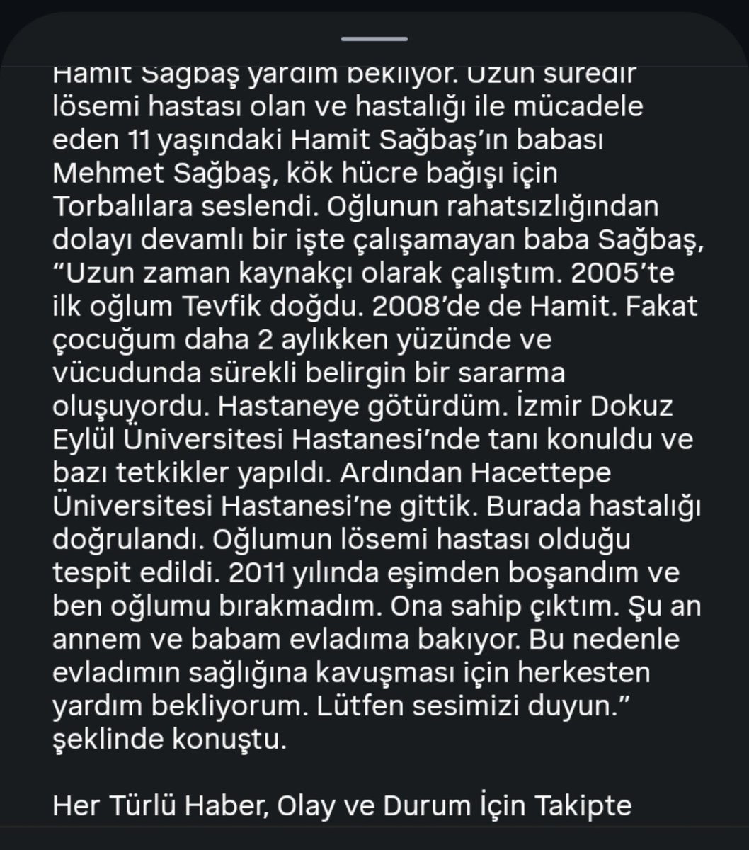 cchaevhs's tweet photo. Tesadüfi bulduğum şeye bakın 
babası 2019da torbalı haber sayfasına haber yaptırmış Hamit için kan verin diye. burada her şey yazıyor zaten aynı mügede anlattıkları gibi şu küçücük hasta çocuğa babası bakıyor anne ortalarda yok https://t.co/dL9sIkohe0