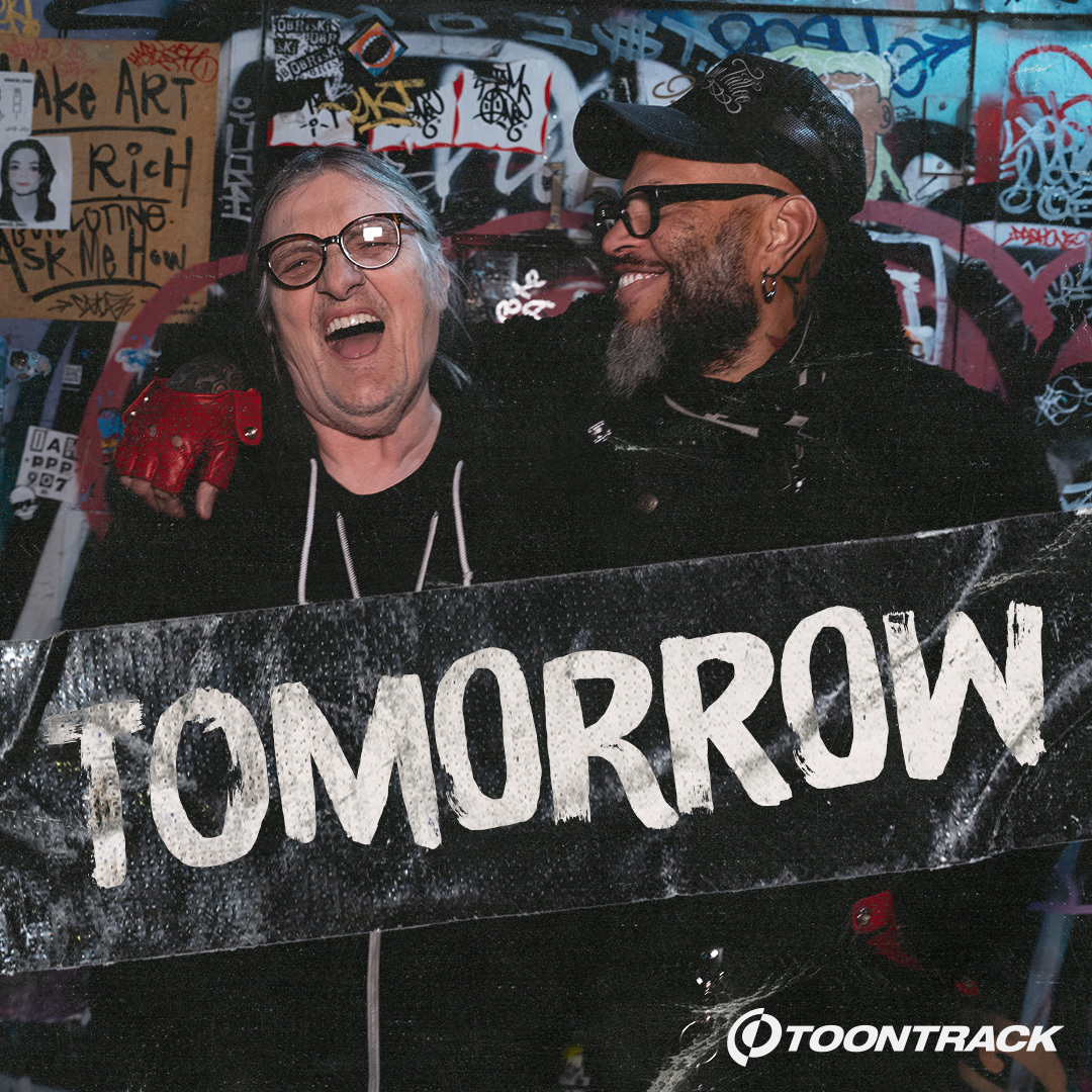 Toontrack's tweet photo. These two gentlemen have teamed up for an unbelievably cool release. Tune in tomorrow, October 6. https://t.co/zdT8snEhpC