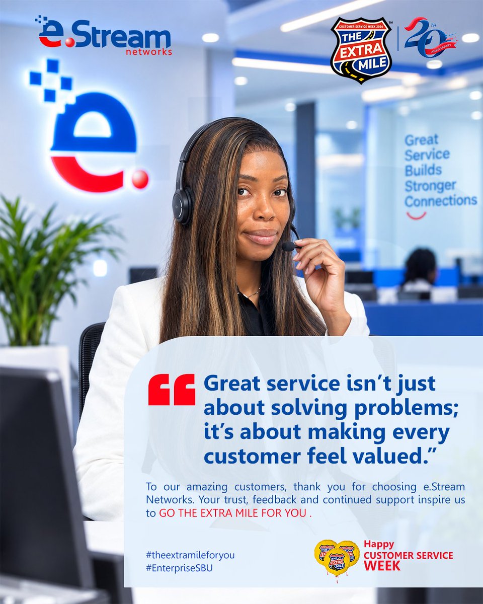 eStreamNetworks's tweet photo. Thank you to our amazing customers for your continued support, feedback, and trust in https://t.co/yIYjBr9Aoa Networks.

You inspire us to keep doing better, every single day. 

#eStreamNetworks #CustomerAppreciation #GoTheExtraMile https://t.co/HQFlyjNEBP
