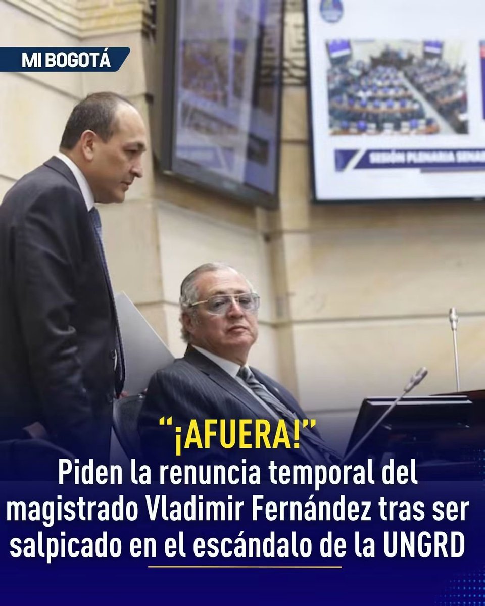 KLea79107265's tweet photo. La @FEDe_Colombia_  solicitó al magistrado #VladimirFernández separarse d sus funciones temporalmente d la @CConstitucional tras nuevos señalamientos.
La petición surge tras aparecer supuestas pruebas q vincularían al mafistrado con el entramado d corrupción d la @UNGRD.
HAMPON. https://t.co/qjkfuzTOlB