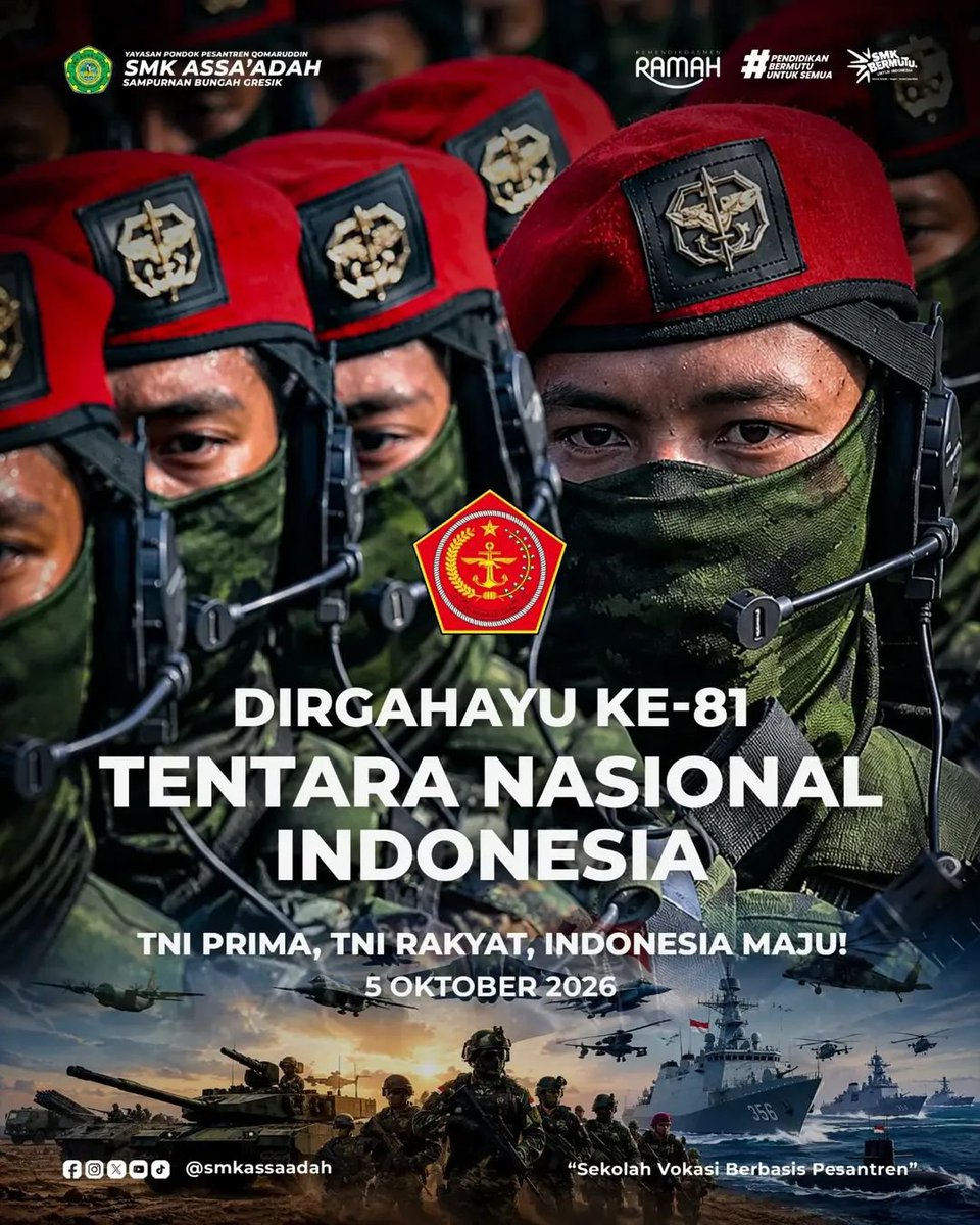 SMK_Assaadah's tweet photo. [ DIRGAHAYU KE-81 TENTARA NASIONAL INDONESIA ] https://t.co/fwqVfNHAWg