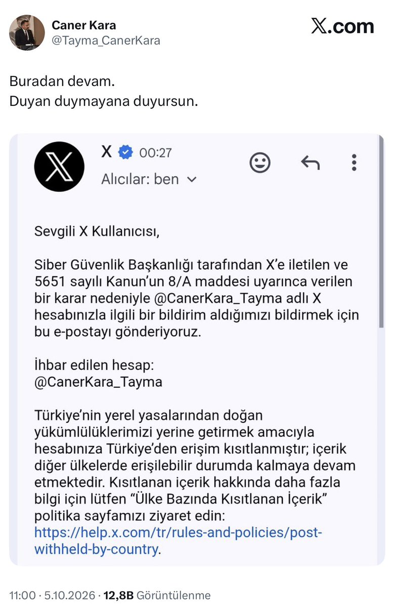 DailyTurkst's tweet photo. Hesabına erişim engeli getirilen Caner Kara’nın yeni hesabı: https://t.co/Vj1BemAkyv