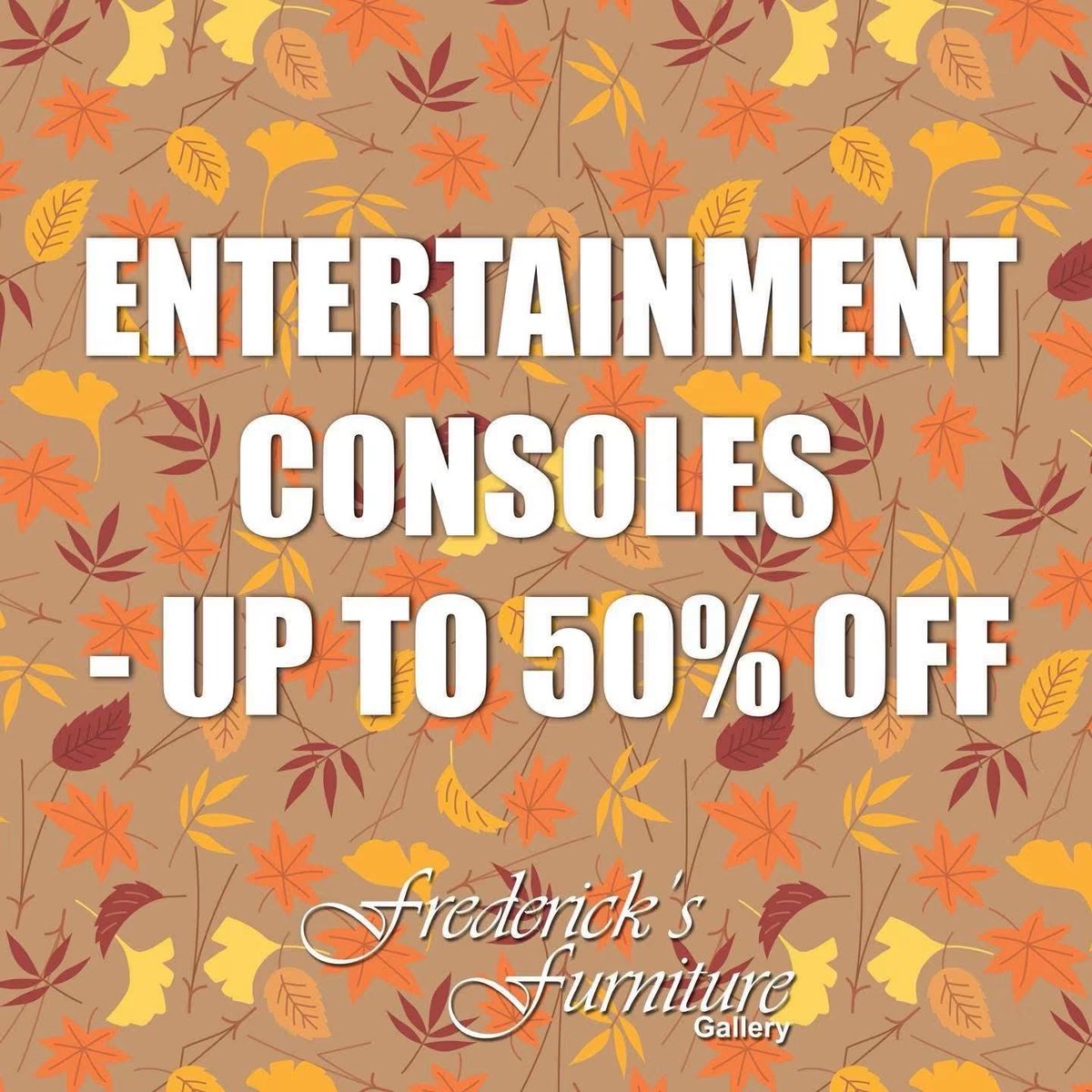 DesignFrederick's tweet photo. 🍂 FALL INTO SAVINGS!

Entertainment consoles
🤩 Up to 50% off!
Visit our Guelph showroom today!
Save now on top-quality furniture for your home and office!

#Guelph #GuelphCustomFurniture #GuelphFurniture #InStockFurniture #FredericksFurnitureGallery #GuelphEntertainmentConsoles https://t.co/13XKmiEKe2