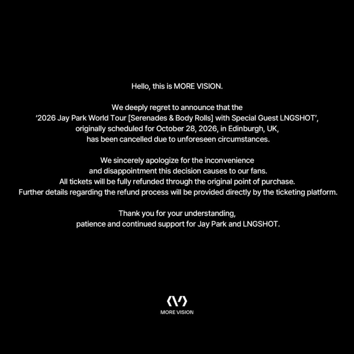 terjemahinRYUL's tweet photo. Oh no… show di Edinburgh cancelled :( https://t.co/2uhi9RnL73