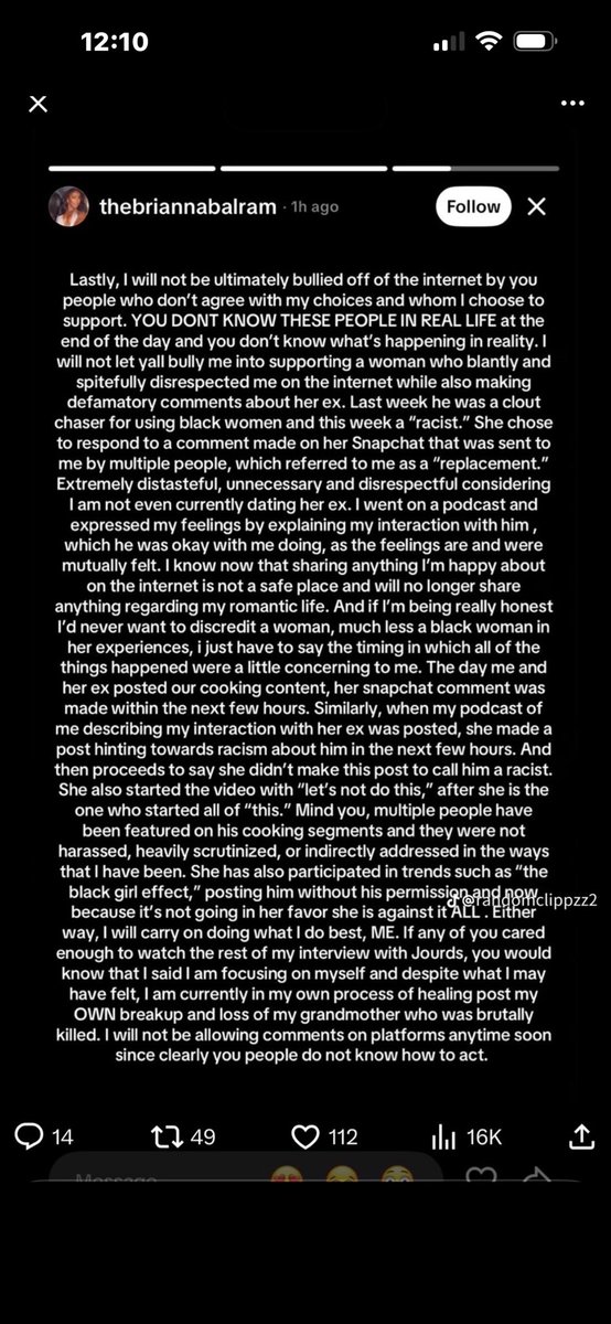Naomizm08's tweet photo. @Feyisparkles Mind you Brianna was writing all of this what a weird low vibrational person https://t.co/UJdZzggMzF