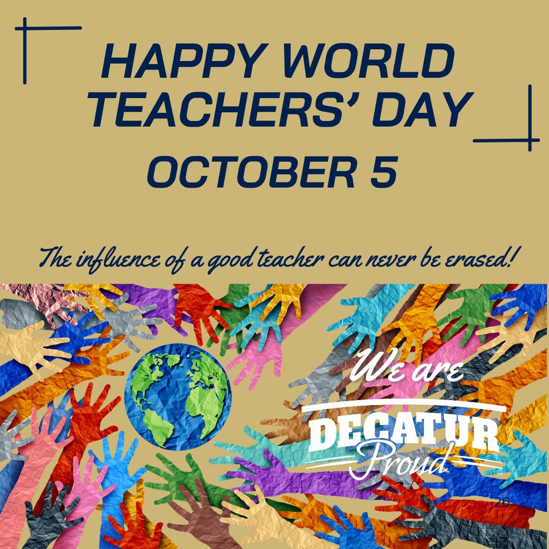 MSDDecatur's tweet photo. Today, we celebrate World Teachers’ Day and recognize the dedicated educators who inspire, encourage, and support students! Thank you to our teachers for making a lasting difference! 

Comment below and give a shout-out to one of our Decatur Township teachers! #DecaturProud https://t.co/0lb2pxgslt