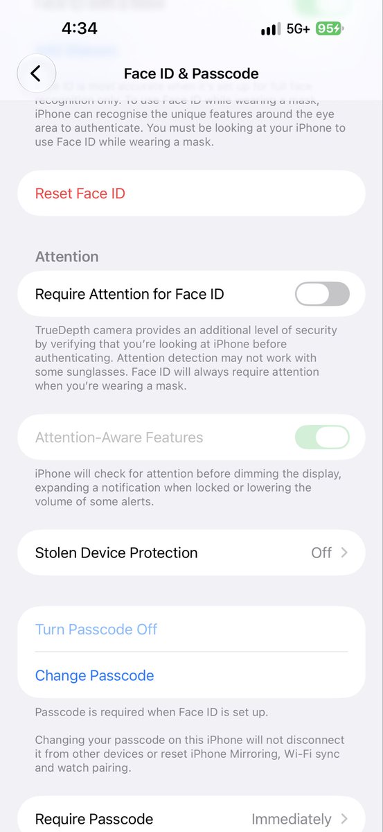 RebelMoon0499's tweet photo. Hey @apple what is this? Why I am not getting option to turn off this attention aware feature? My phone is ringing at very low volume. @MKBHD https://t.co/pyqCxmJ9YC