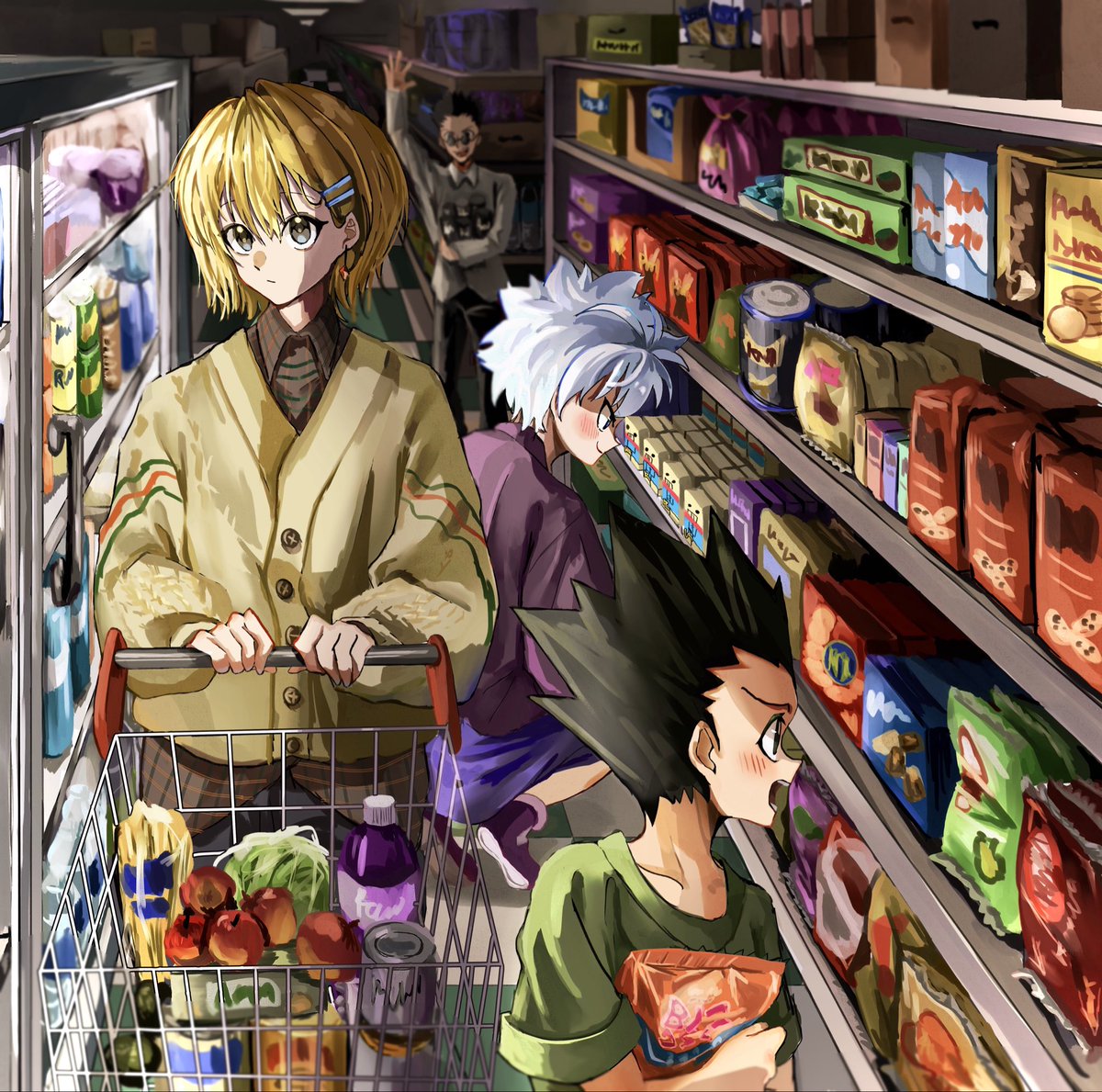 Susihat0715's tweet photo. みんなでお買い物
 #hxh https://t.co/PsLp0RMQs4