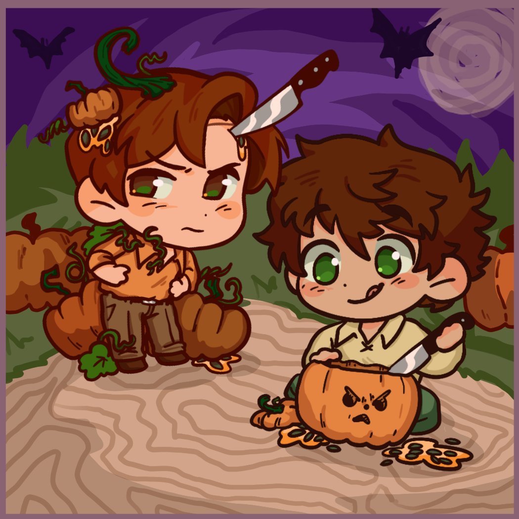 Gremjones's tweet photo. Spamano at the pumpkin patch :)
happy halloween
#hetalia #aphromano #hwsspain https://t.co/qt9dshlnAC