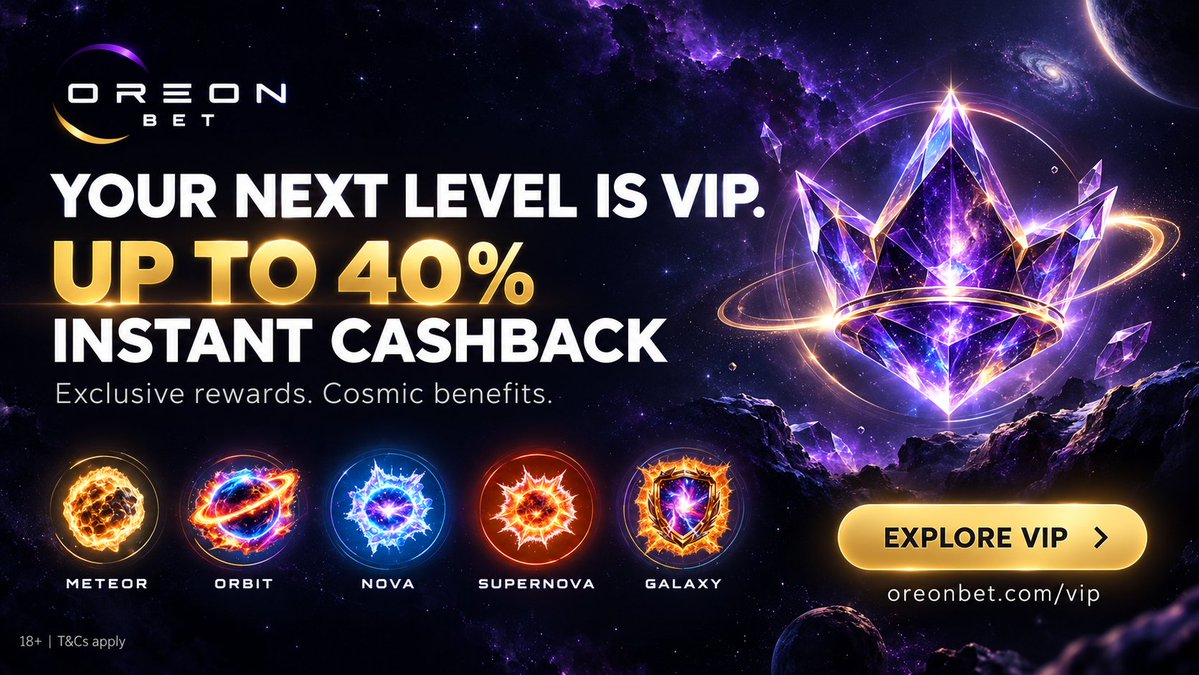 OreonBet's tweet photo. VIP looks good on you. 🌌

From Meteor to Galaxy, explore exclusive rewards and up to 40% instant cashback.
https://t.co/HX41fNombn https://t.co/bpEwjVyX1n
