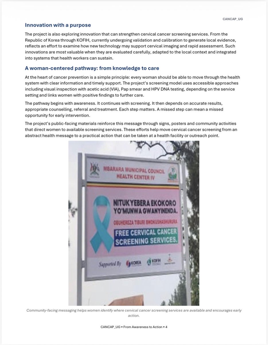 Swabri_na's tweet photo. From Awareness to Action. 🎗️
Sharing my article on cervical cancer awareness, screening, and the importance of early detection in Uganda, through my work with KOFIH.
#KOFIH #CervicalCancerAwareness #CANCAP #Uganda https://t.co/PeIyxLY0nz