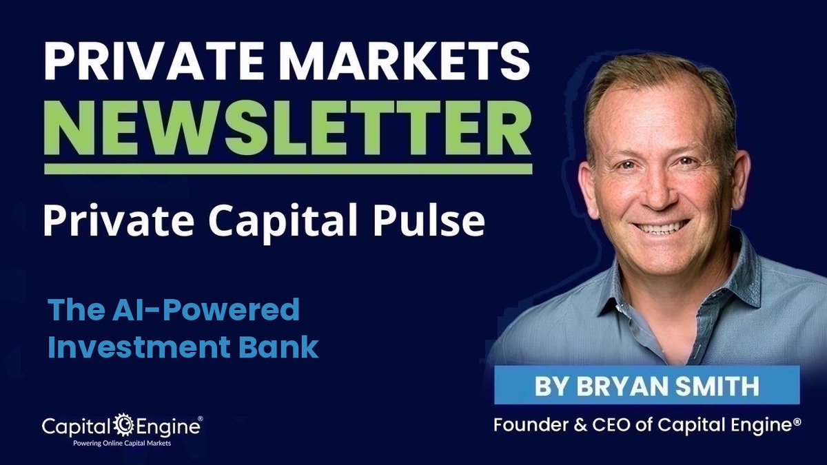 CapitalEngine's tweet photo. Investment banking has always run on two scarce resources: relationships and analyst hours.

AI is starting to change the math on both.

In this week's Private Capital Pulse, I look at how AI agents are moving into deal workflows, why investor matching is becoming a data problem, and what the SEC's September 30 vote means for the next wave of private-market investors.

The next great investment bank may not have the most bankers. It may have the best intelligence layer.

#AI #InvestmentBanking #PrivateMarkets #Fintech #CapitalEngine #streetzero

https://t.co/jEY67RGBCI