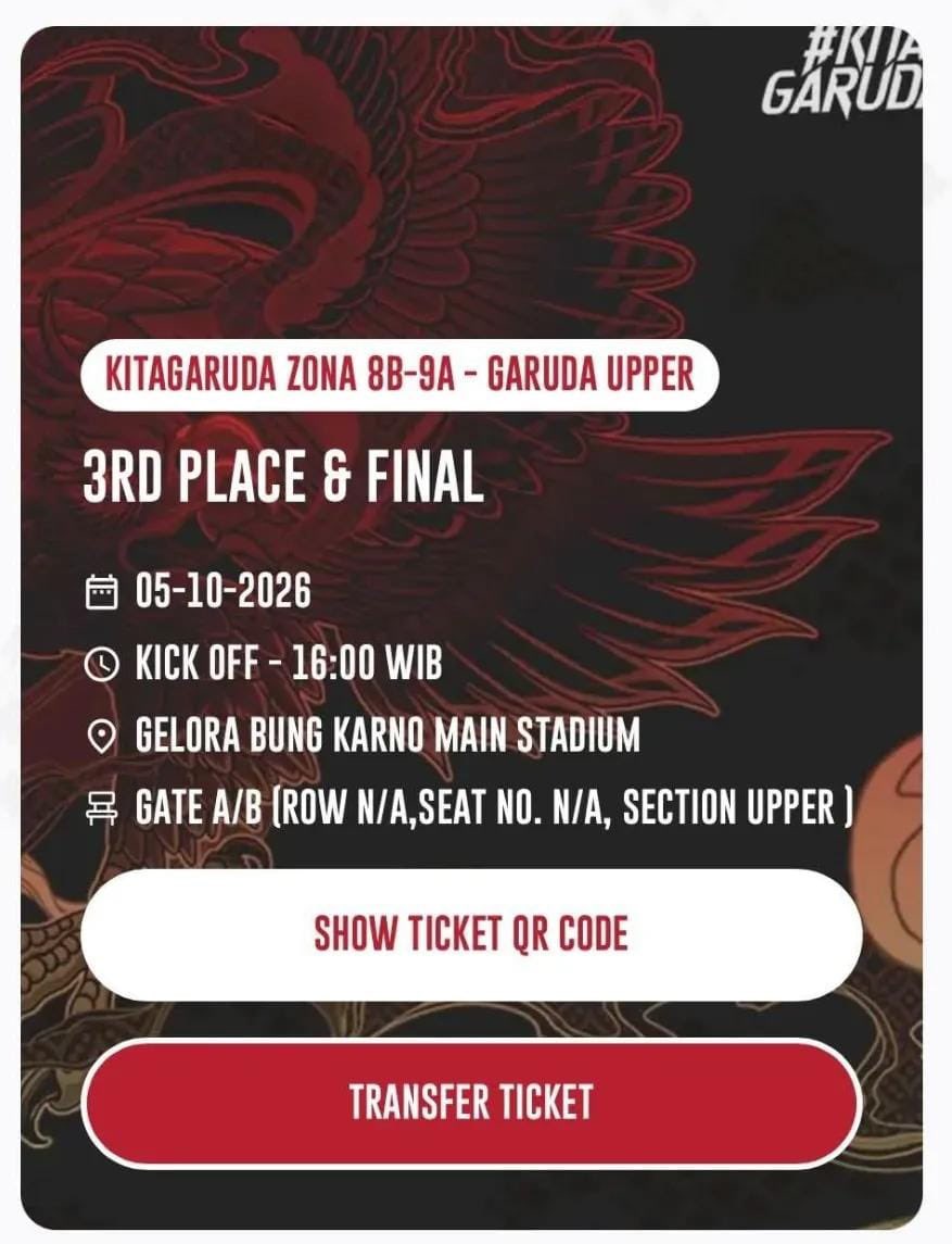 keonshaay's tweet photo. wts dijual tiket timnas garuda vs thailand final game asian cup

aku masi ada lebihanb
Upper - 6 Tiket
Premium - 2 Tiket

bisa langsung transfer garuda id yaa, wajib punyaa, harga sesuai web ajaaa

.t wtb wts ticket final indonesia vs thai https://t.co/9cavPuqNvC