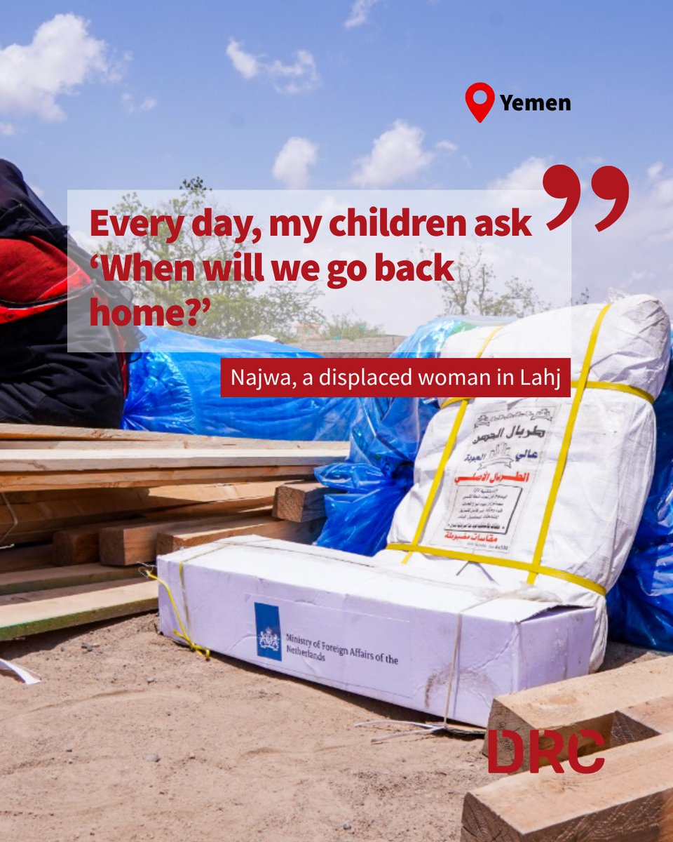 DRC_ngo's tweet photo. After violence escalated in #Mokha, Najwa fled with her children, leaving behind her home and livelihood. Through the Netherlands-funded AHEAD project, #DRC provided emergency cash and shelter support to displaced families in #Yemen. https://t.co/itw4iVzwgh