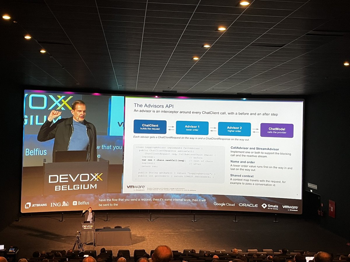 christzolov's tweet photo. Spring AI Advisers explained at @Devoxx by Timo https://t.co/6nh4qcA6CF