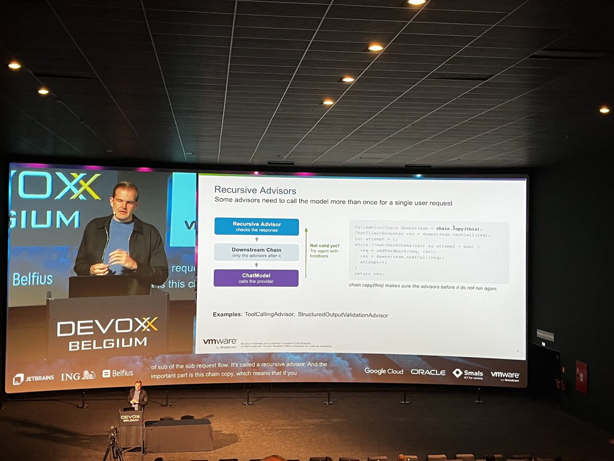 christzolov's tweet photo. Spring AI Advisers explained at @Devoxx by Timo https://t.co/6nh4qcA6CF