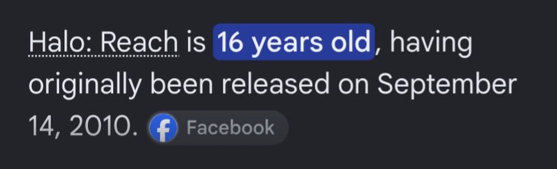 HowlingRook's tweet photo. my wife is the same age as Halo Reach and i still play Reach all the time so I don’t see what the big deal is. https://t.co/G0aqE4VLZs