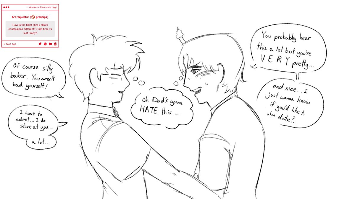 delulu_croutons's tweet photo. Puppy love to situationship is crazy
Neighbourhood au
#elliotbuilder #Timothysprinkleton #pizzapie https://t.co/iM3MLc6SuF