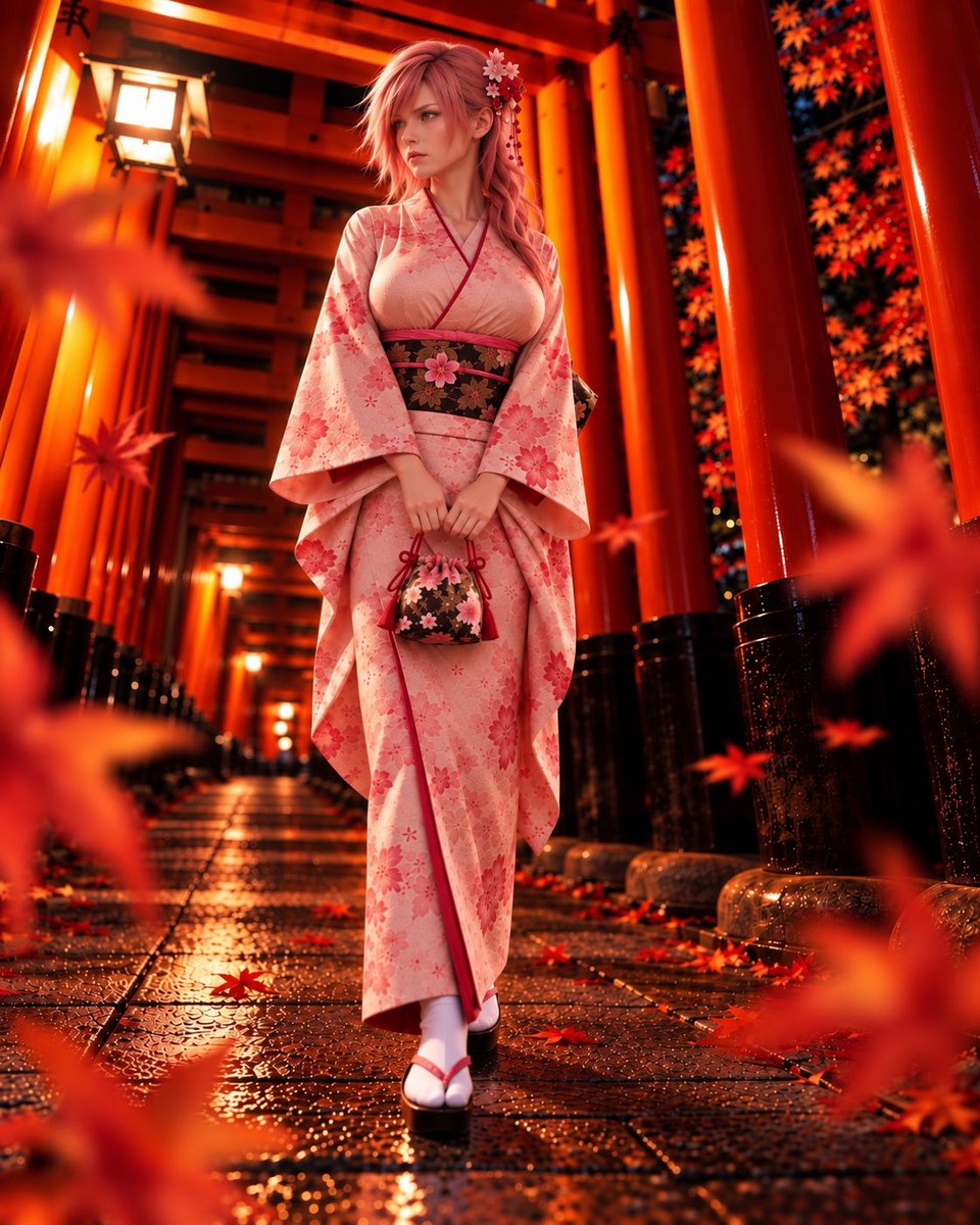 ifgame_jp's tweet photo. もしもライトニングが、紅葉の京都を旅したら。🍁

紅葉に癒されつつ京懐石に舌鼓…
灯りに照らされた紅葉を見つめていると――
いつもの凛とした表情が、ほんの少しだけほどける。

#FF13 #Lightning #AIart #AIファンアート #IFGAME https://t.co/SQCQmgpac8