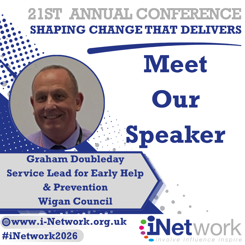 theinetwork's tweet photo. Graham Doubleday from Wigan Council is joining us at the iNetwork Annual Conference 2026!

Hear from Graham and fellow speakers as they showcase award-winning AllChild Wigan and its approach to partnership working.

Do not miss out! Register here: https://t.co/Yi3V3AaYPZ https://t.co/S8Ycnn0fMX