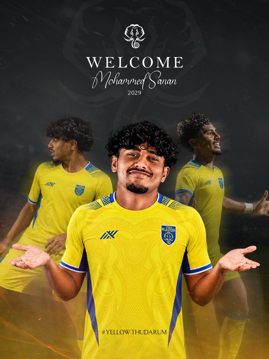 KeralaBlasters's tweet photo. Now it gets real 🤩💛

Mohammed Sanan has put pen to paper on a contract that keeps him at the Blasters until 2029 

#KBFC #KeralaBlasters #YennumYellow #YellowThudarum https://t.co/rkoJG7LB45