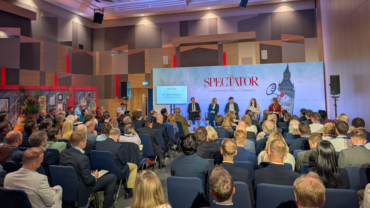 ReleaseGibbons's tweet photo. How do we solve the Neets crisis? The Spectator's events programme at Tory conference kicks off with economics editor @Simmons__ chairing a discussion, alongside shadow education sec @LauraTrottMP &amp; the spec's @lara_e_brown https://t.co/jqG7i0JN9s