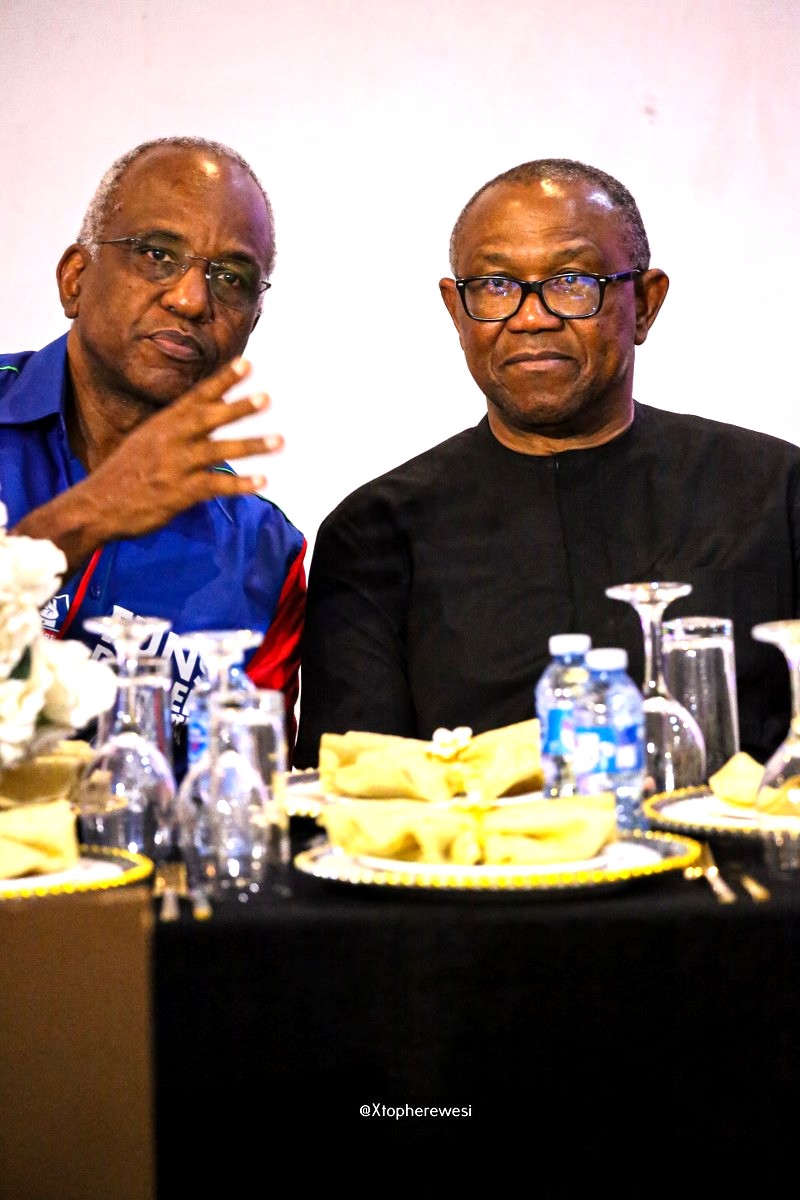 Xtopherewesi's tweet photo. Peter Obi in his closing remarks to Lagos Obidients: "Don't do anti-party activities in 2027. We have a competent candidate (Funso Doherty), contesting for Governorship... give him your support."

"We are one (NDC) family," PO noted. https://t.co/ZC68uNDKgy