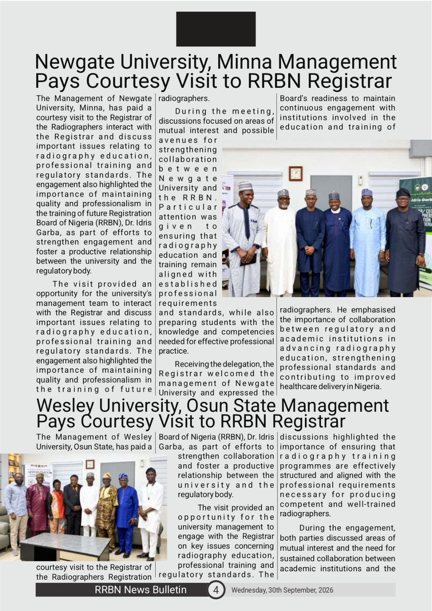 RRBN_NIGERIA's tweet photo. Highlights of RRBN News Bulletin for September, 2026. Read more at https://t.co/weDNAA9ry8
  @thearnnigeria @arn_abuja #Radiography #RRBN https://t.co/vLNizQW7Gv