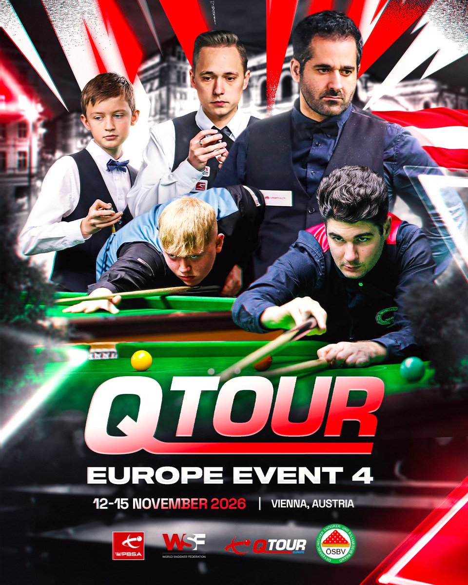 WPBSAofficial's tweet photo. TWO WEEKS LEFT TO ENTER! 🇦🇹

Entries for the #QTour Europe event in Vienna, Austria close in 14 days! ⏰

The winner is guaranteed a spot in the Global Play-Offs, where three @WeAreWST tour cards will be on offer 🎟️

https://t.co/rm5FxdsZlz https://t.co/zvgQj3w6RF