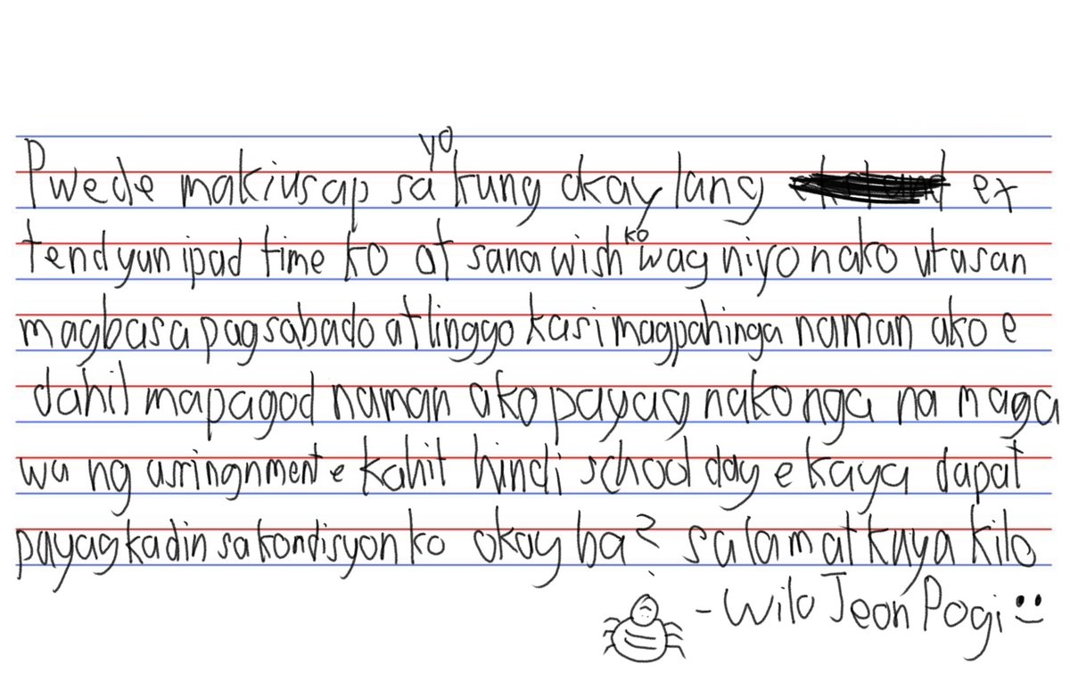 leeujis's tweet photo. liham ni wilo para kay kuya kilo :c https://t.co/5z9g8HYgN4