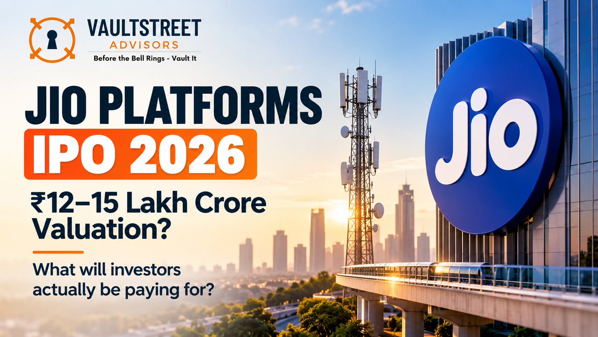 vault_street's tweet photo. #JioPlatforms IPO 2026 is moving closer. At a reported ₹12–15 lakh crore valuation, what will investors actually be paying for? We decode the #JioIPO timeline, financials & valuation.

Read: https://t.co/26idnKqFlX

#PreIPO #UnlistedShares #Reliance #JIO #IPO #vaultstreetadvisors