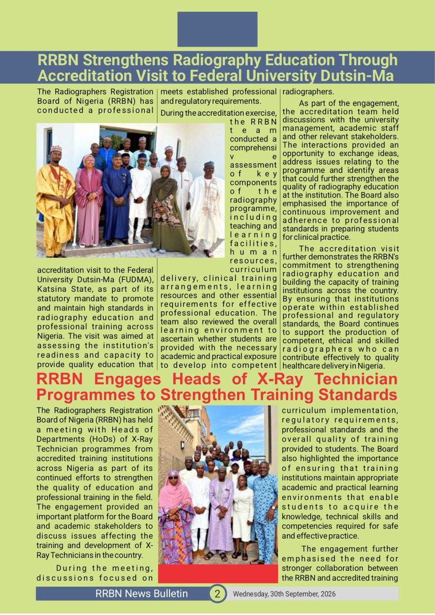RRBN_NIGERIA's tweet photo. Highlights of RRBN News Bulletin for September, 2026. Read more at https://t.co/weDNAA9ry8
  @thearnnigeria @arn_abuja #Radiography #RRBN https://t.co/vLNizQW7Gv