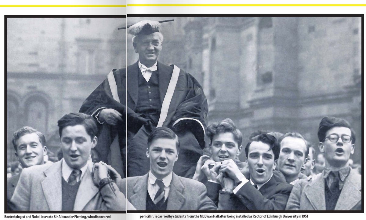 AgentP22's tweet photo. A great photo of Sir Alexander Fleming, the man who discovered penicillin, being installed as Edinburgh University rector in 1951.

How times change.

These days we get university rectors, Maggie Chapman, Iona Fyfe and Aamer Anwar.

See the difference? https://t.co/YQmOar6YK7