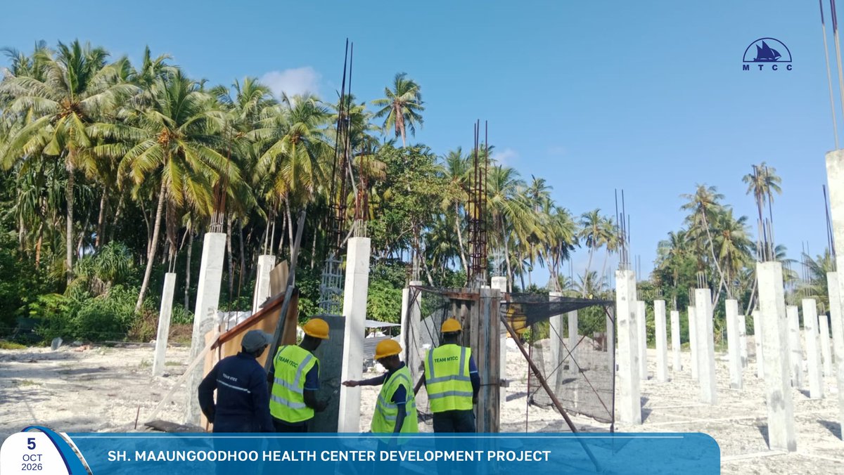 MTCCPlc's tweet photo. Project Update: Construction of SH. Maaungoodhoo Health Center Extension

Ground floor column and stair casting works are currently ongoing at the project site.

Follow more updates at: https://t.co/RjAFCf3rnI

#MTCCProjects #TeamMTCC #RayyithungeKunfuni #GaumuBinaakurumugaaMTCC https://t.co/dSWBUC0mjq