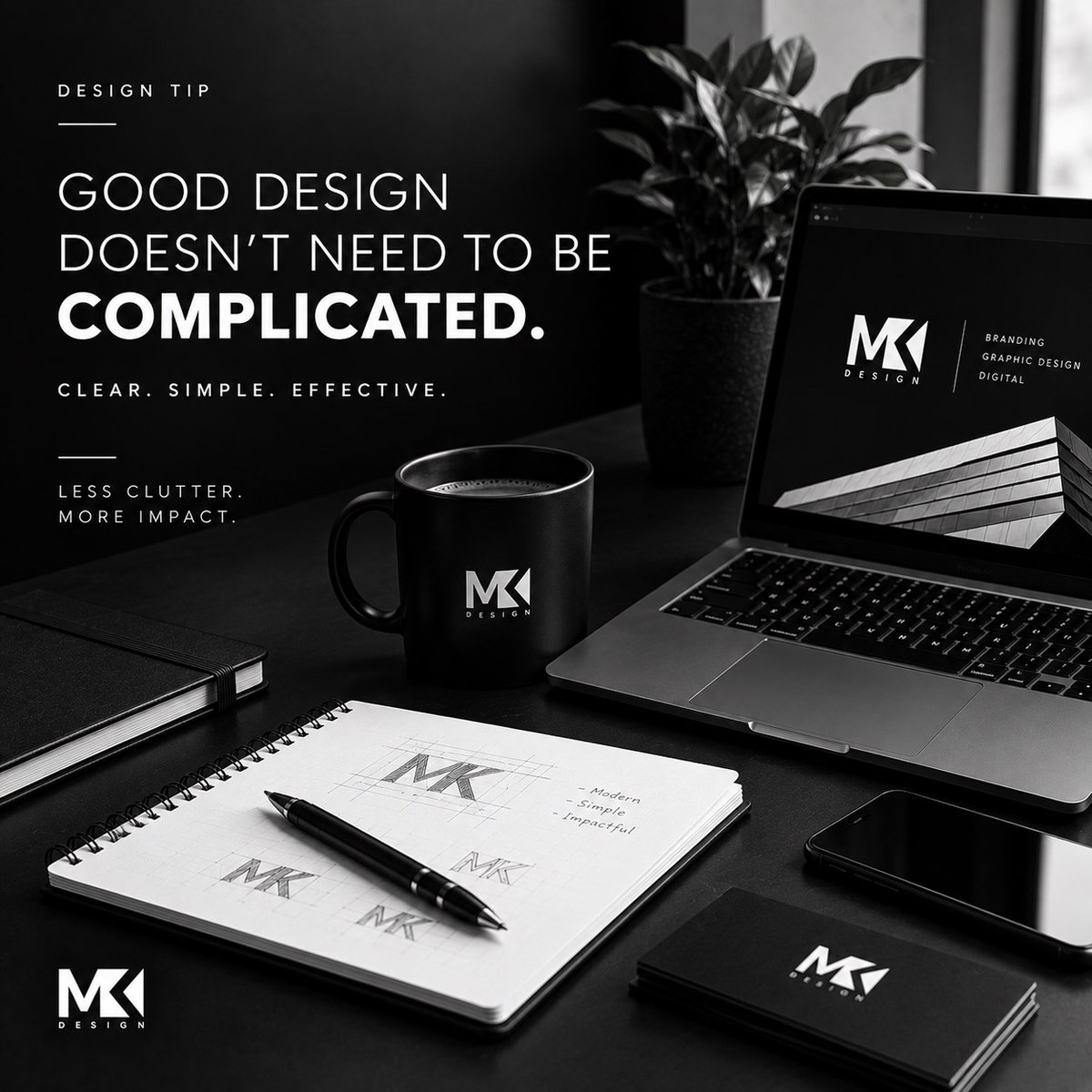 makdesignZA's tweet photo. ✨ Good design doesn't need to be complicated.

Clear. Simple. Effective.

🖤 Less clutter. More impact.

Hashtags:
#MAKDesign #DesignTips #MinimalDesign #GraphicDesign #ModernDesign #BrandIdentity #CreativeStudio #DesignMatters https://t.co/hF5D6BkXg7