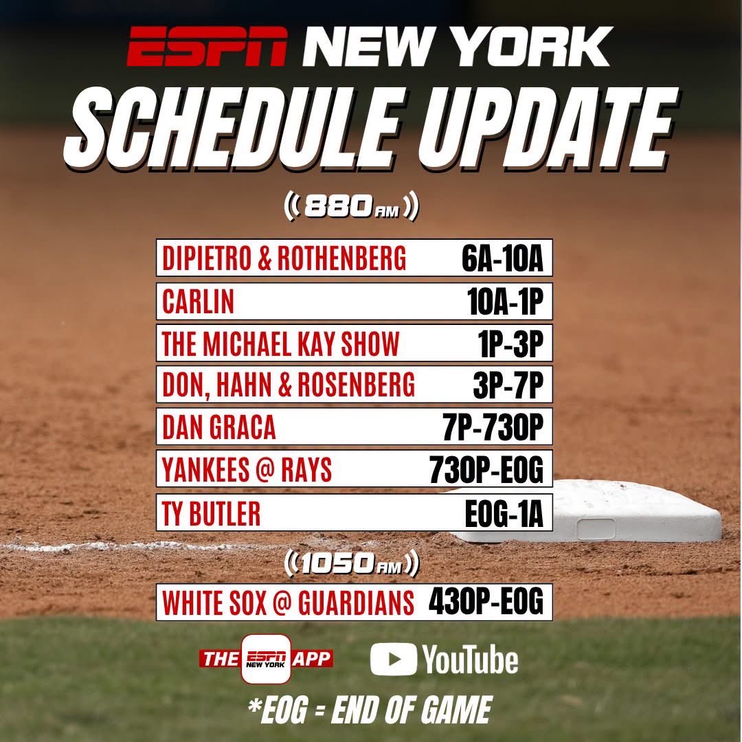 ESPNNewYork's tweet photo. 🚨 PROGAMMING ALERT ‼️🚨

WATCH: https://t.co/nwJo2nZDJk or @DRonESPN and @DHRonESPN on @MSGNetworks

LISTEN: https://t.co/LYZOQ2JJvB, @880ESPNNewYork or @ESPNNewYork App

DOWNLOAD: https://t.co/IaTaIzB1mf https://t.co/cj8KiBIrMK
