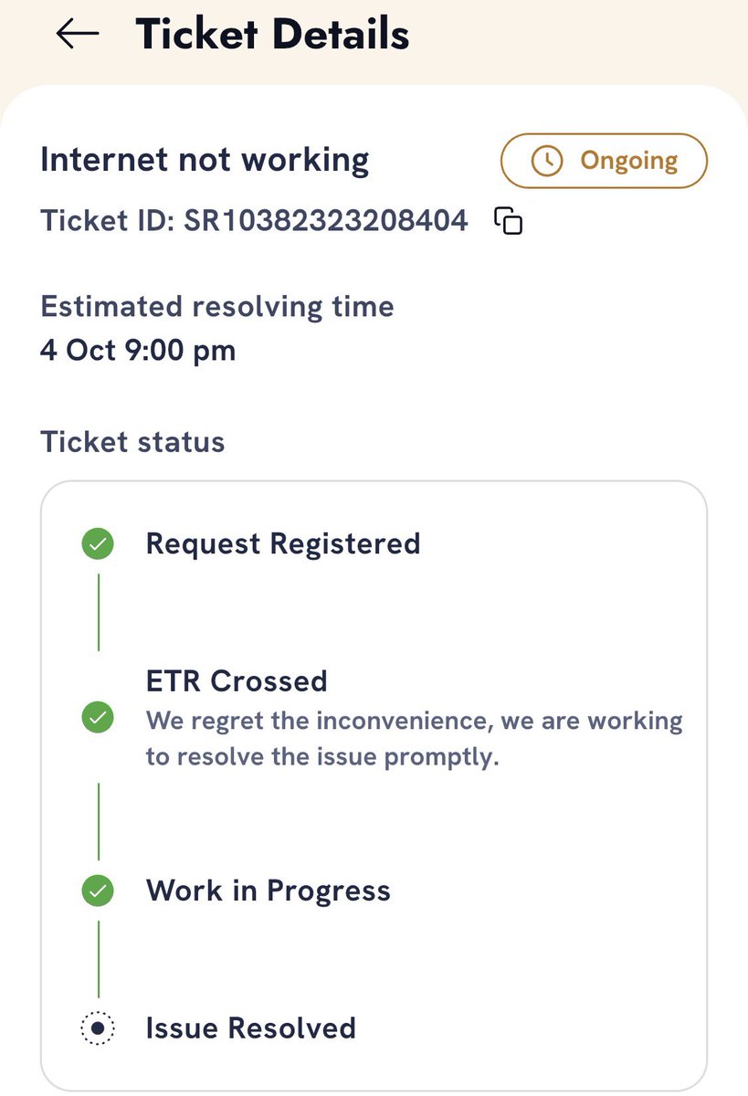 SahibKhanMo's tweet photo. @ACTFibernet Ticket SR10382323208404: ETR 4 Oct 9 PM crossed, internet still down, and I paid. Your team called again about the Power Box. I will give space in my house if ACT pays monthly rent. Restore service ASAP and credit lost days. https://t.co/eaTHQr1Mh7