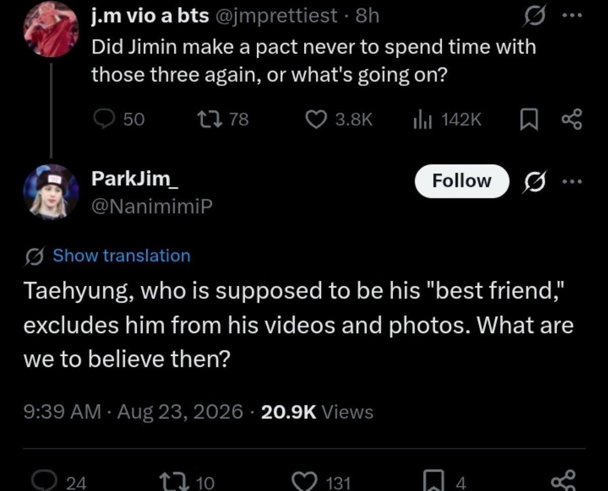 thvtigered's tweet photo. pjms today: how dare he post my fave
pjms these past months: how dare he exclude my fave

you can never win with them omg 😭 crying all these months n harassing tae cause jm was "excluded" from tae's photo w jk &amp; jhope, only to be mad now that he is included https://t.co/pkIcZ0QBMf