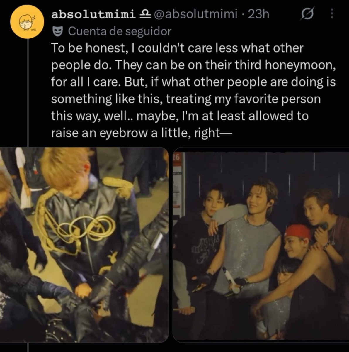 thvtigered's tweet photo. pjms today: how dare he post my fave
pjms these past months: how dare he exclude my fave

you can never win with them omg 😭 crying all these months n harassing tae cause jm was "excluded" from tae's photo w jk &amp; jhope, only to be mad now that he is included https://t.co/pkIcZ0QBMf