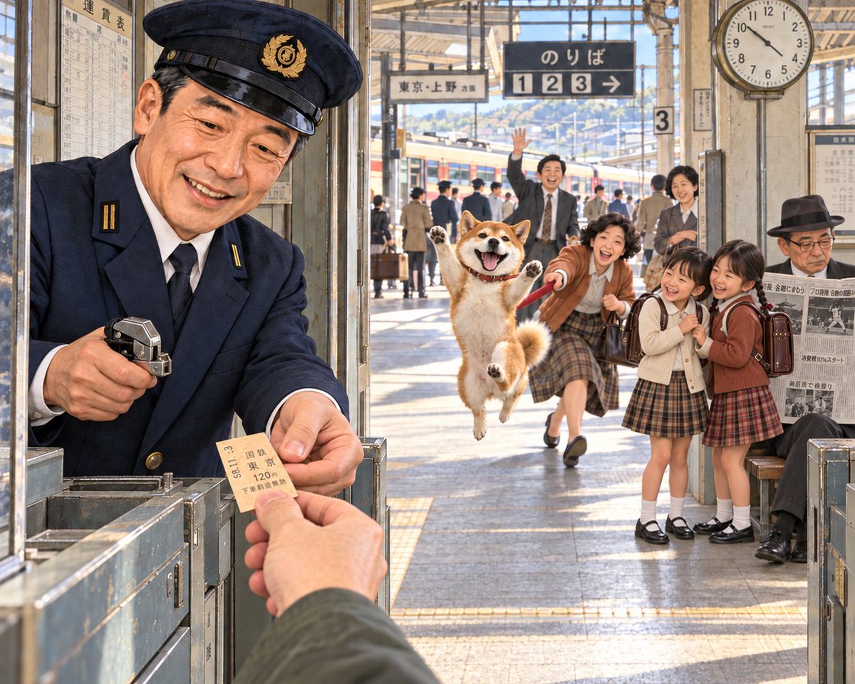 kirin_labo's tweet photo. 昭和の駅。
駅員さんに切符を切ってもらい、改札口で切符を渡す。
令和がひとつ紛れています。
探してみてね！ https://t.co/2AJCdrJs45