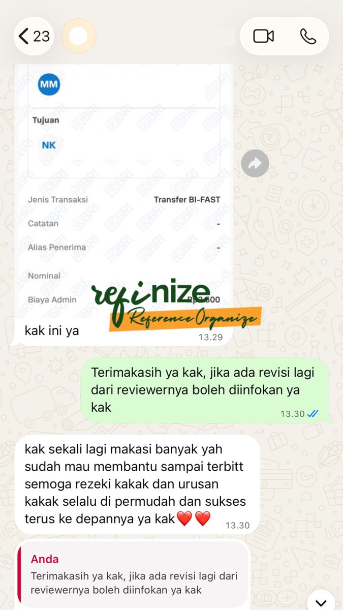 theonlyhimm's tweet photo. Alhamdulillah, terimakasih sudah mempercayakan tugas teman-teman kepada Refinize.

Jasa revisi artikel dosen dan reviewer

 #jokitugas #joki #publishjurnal #zonauang https://t.co/vnGjODXzGC