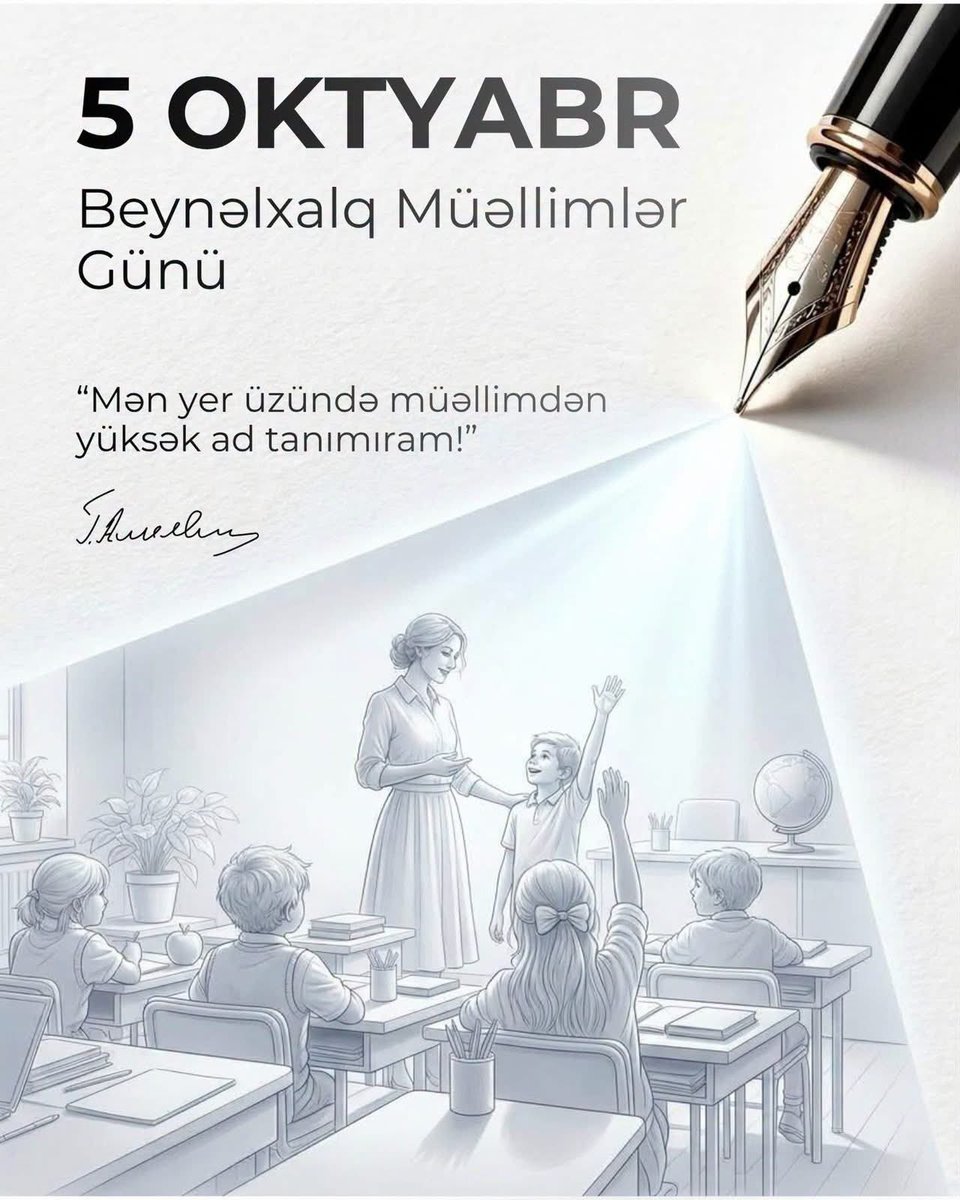 NizamiSafar's tweet photo. Əziz müəllimlər! Sizi peşə bayramınız – Müəllimlər Günü münasibətilə səmimi-qəlbdən təbrik edir, şərəfli və məsuliyyətli fəaliyyətinizdə uğurlar arzulayıram. Gənc nəslin təlim-tərbiyəsində göstərdiyiniz fədakar əməyə görə hər birinizə təşəkkür edirəm! https://t.co/tntdGLKVdb
