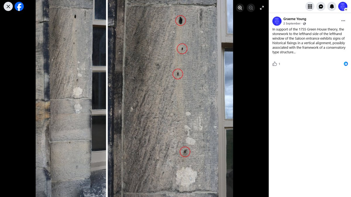 Novocastria2020's tweet photo. In support of the 1755 Green House theory, the stonework to either side of the windows of the Saloon entrance exhibits signs of historical fixings in a vertical alignment, possibly associated with the framework of a conservatory type structure...
#SeatonDelaval #NationalTrust https://t.co/OwKFDu7T2B