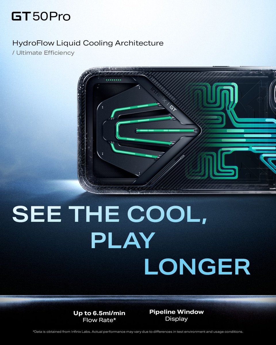 InfinixKSA's tweet photo. The Actual Liquid Cooling Smartphone
هاتف التبريد السائل الفعلي
Available Now - متوفر الان
Starting From SAR 2099 تبدأ من ريال
Link In Bio - الرابط في السيرة الذاتية
#InfinixSaudiArabia #GT50Pro #HydraFlow #Viral https://t.co/b8g9KNE5eT