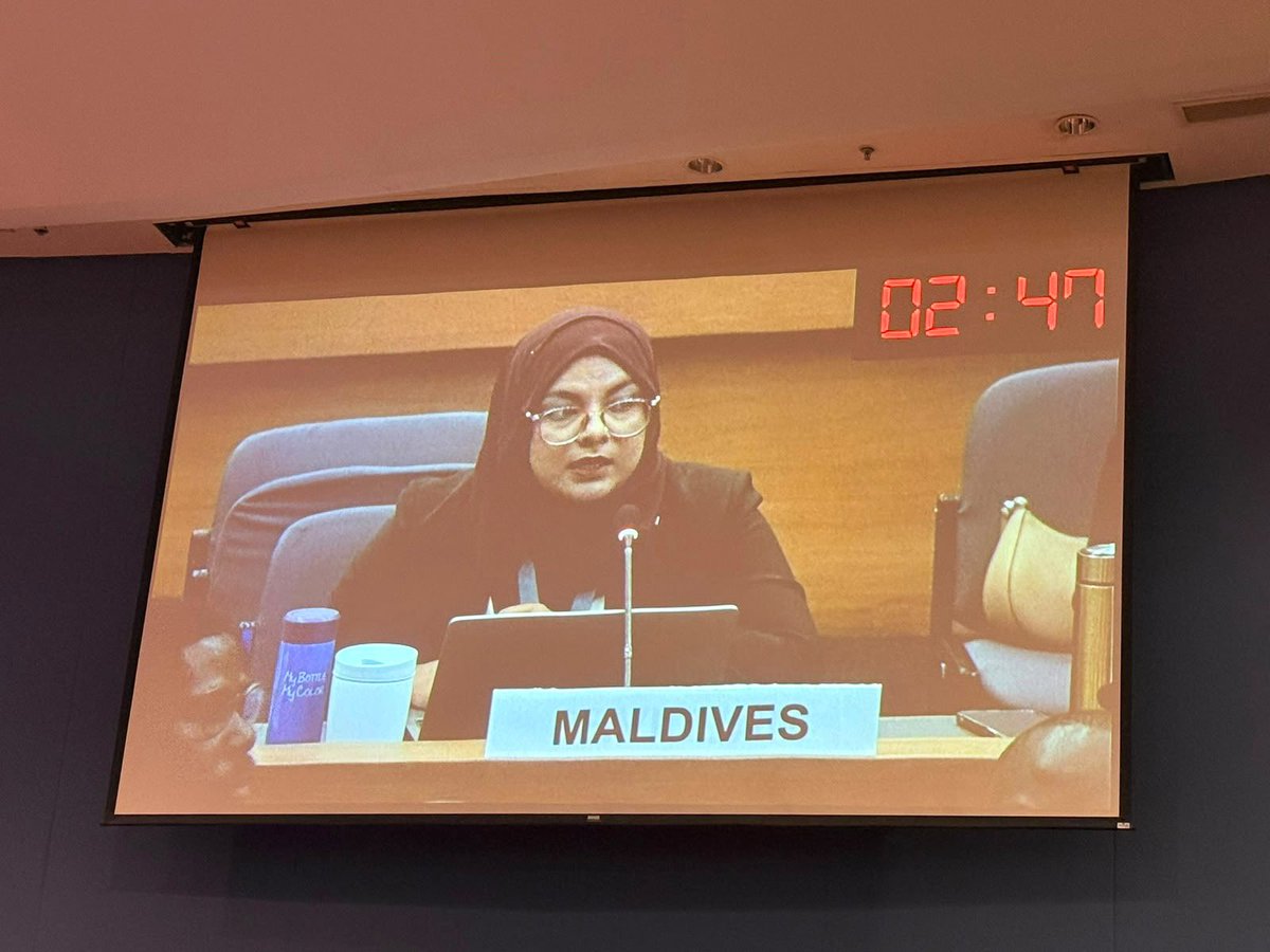 MoEnvmv's tweet photo. Legal Counsel, Uza. Fazeela A. Shaheem, and Environment Analyst, Ms. Fathimath Shamra,  represented the Maldives at the 2nd Informal In-Person Meeting of Heads of Delegation of the Intergovernmental Negotiating Committee (INC) on Plastic Pollution, being held in Bangkok.

In this meeting, the Maldives highlighted the disproportionate and transboundary impacts of plastic pollution on Small Island Developing States (SIDS) and called for the special circumstances and vulnerabilities of SIDS to be not only acknowledged, but meaningfully reflected and operationalized in the final treaty text. 
The meeting focused on conceptual discussions on various provisions of the treaty, with countries working towards convergence to finalize the treaty in the upcoming fourth part of the fifth session of the INC in March 2027.