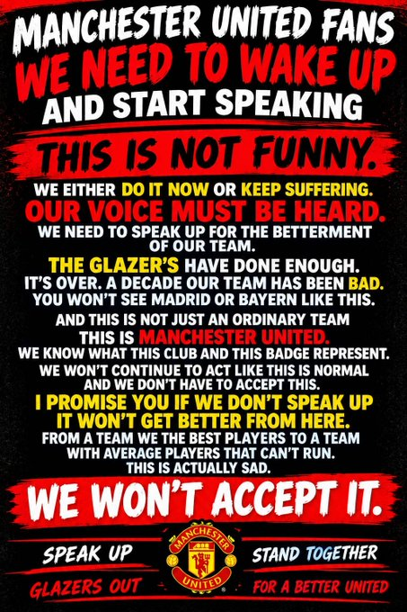 Gazelliottmufc's tweet photo. #RatcliffeOUT  #GlazersOUT TIMES UP https://t.co/6BBo5KkBWO