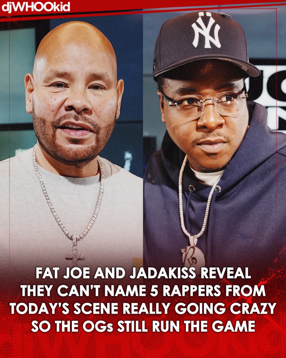 DJWhooKid's tweet photo. “Right now, my money’s on the old guys!” 👀🔥🐐

Fat Joe and Jadakiss got into a debate with Eladio Carrión about which rappers from today’s generation have enough staying power to still be on top five years from now.

After Drake was taken out of the conversation because he’s already proven his longevity, Joe admitted they were struggling to come up with answers:

“Eladio you asked us a question that we can’t even answer, maybe Don Toliver, I like Don, but right now my money is on the old guys”. 

Joe then pointed at the veterans like himself, Jadakiss, French Montana and the Clipse to prove his point. 

Joe just recently dropped his new album “Organized Rhymes” and honestly, it bangs!🔥
