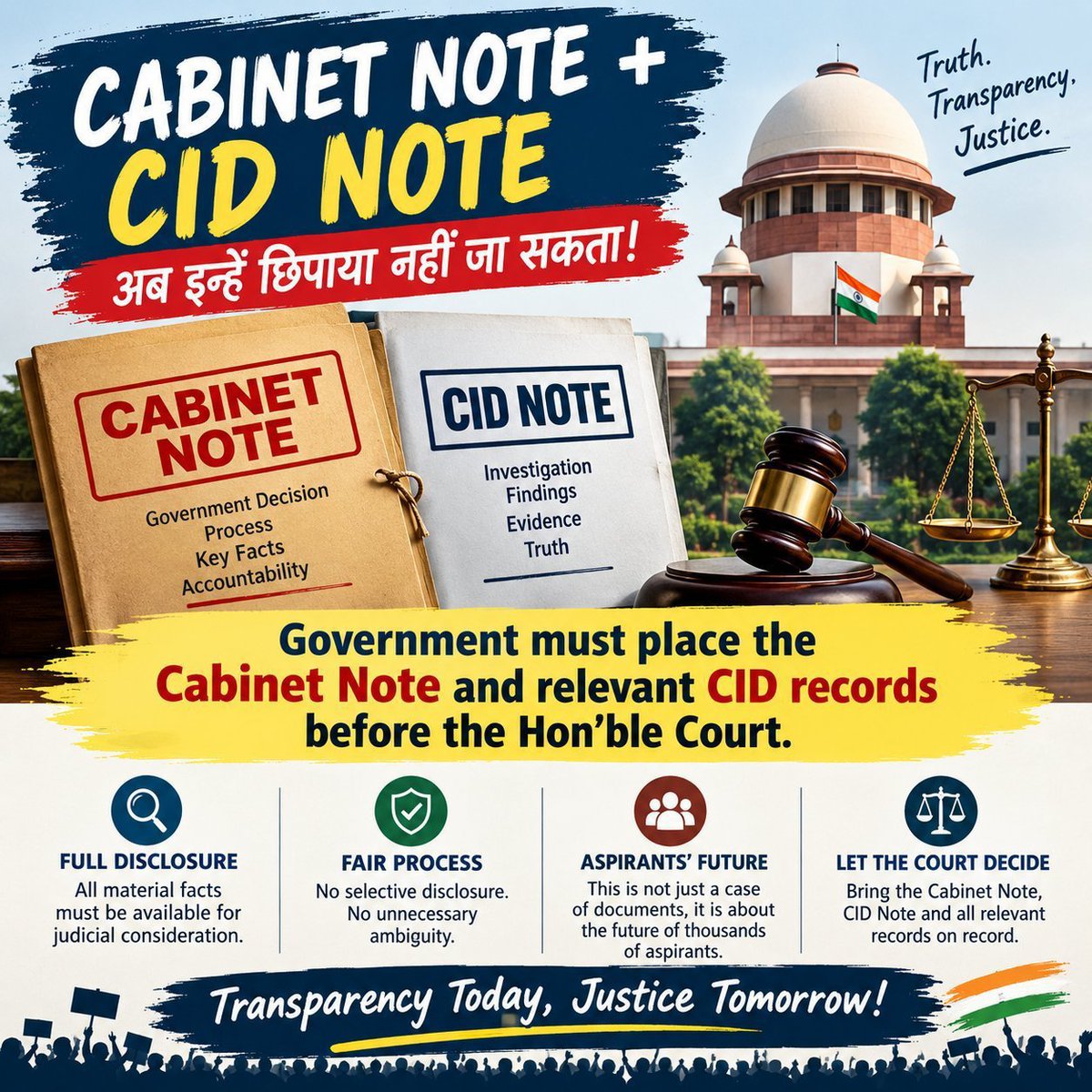 jssccglvictims's tweet photo. CID NOTE + CABINET NOTE
PRODUCE BEFORE THE HON’BLE COURT
Let every relevant fact come on record.
@HemantSorenJMM
@JmmJharkhand @JMMKalpanaSoren @JharkhandCMO @RahulGandhi @yourBabulal @INCJharkhand @INCIndia
#submitcidnote
#submitcidnote
#submitcidnote
#submitcidnote https://t.co/NfI0PuaklO