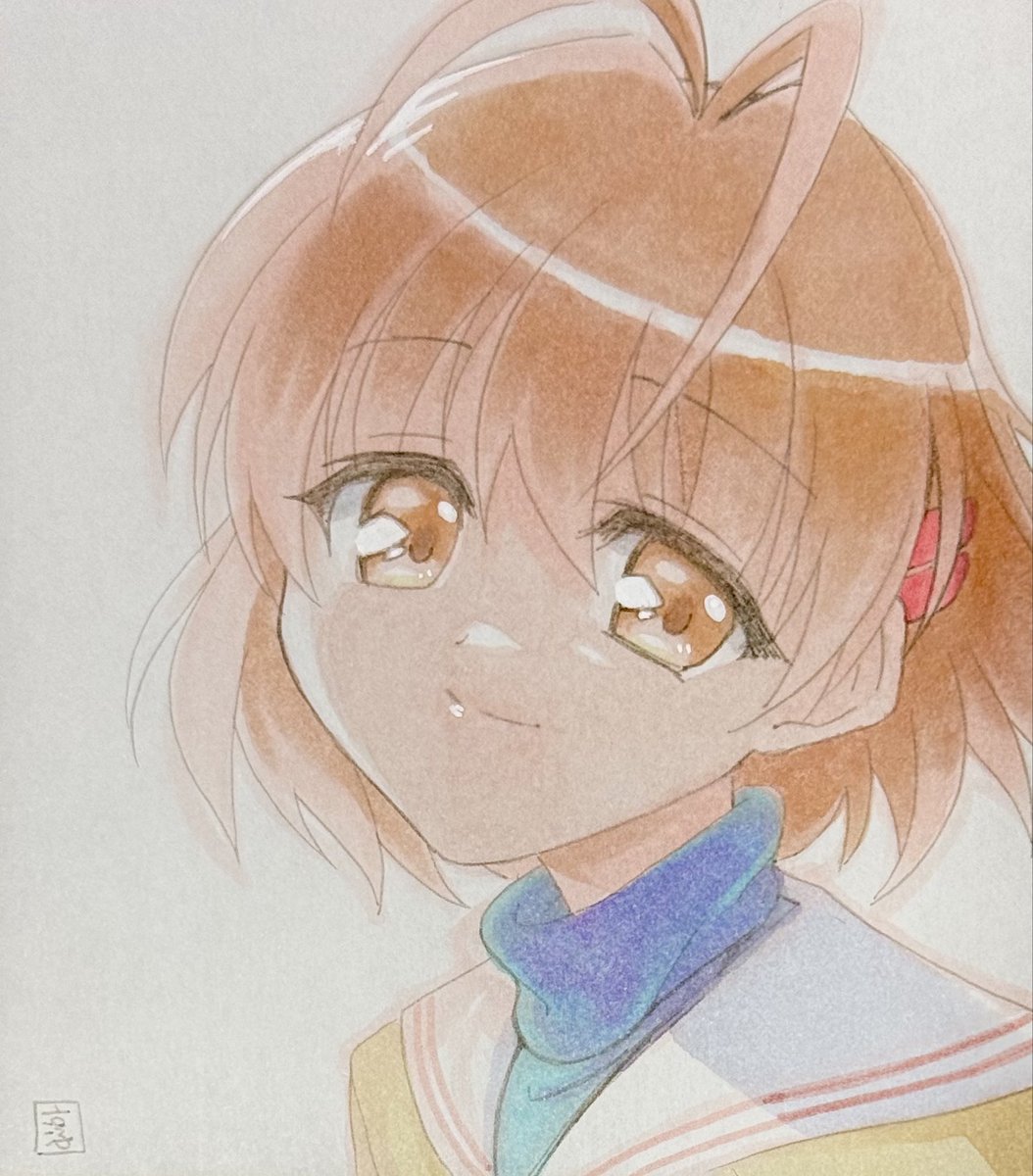 ikejun_now's tweet photo. 1518日目のアナログイラストはCLANNADの古河渚です。 https://t.co/7KTKglbjnq